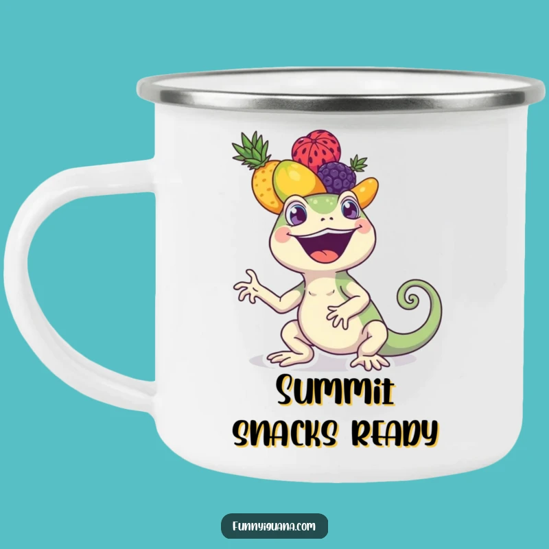 Funny Iguana Camping Mug - Fuel Your Adventures with Fruit