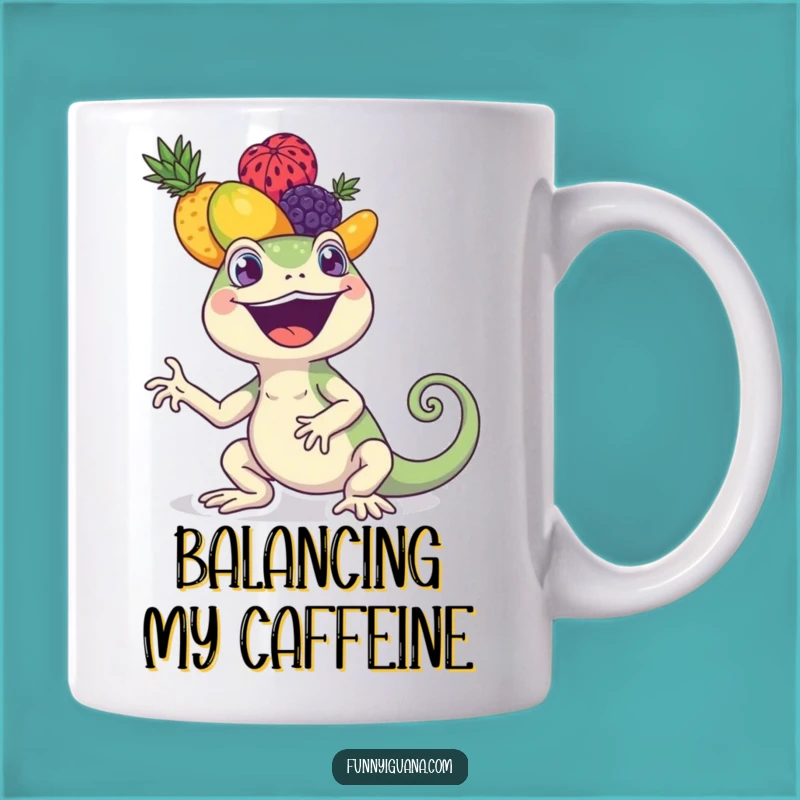 Funny Iguana Mug - Fruit Stacking Joy, Perfect Kawaii Gift
