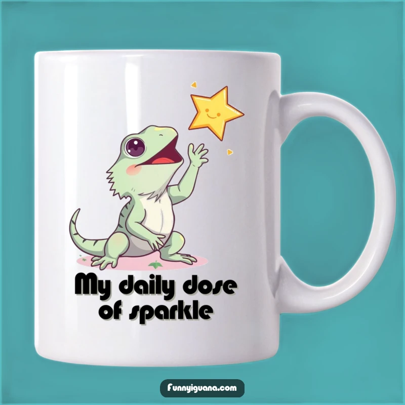 Funny Kawaii Iguana Star Reach Mug - Perfect Humorous Gift for Dreamers!