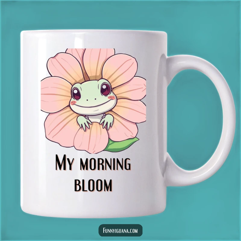 Funny Kawaii Iguana Flower Mug: Adorable Reptile Peeking, Perfect Funny Gift!