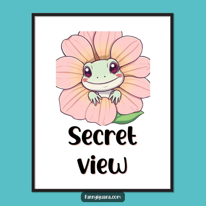 Funny Kawaii Iguana Digital Print: Adorable Art for Walls, Perfect Funny Gift!