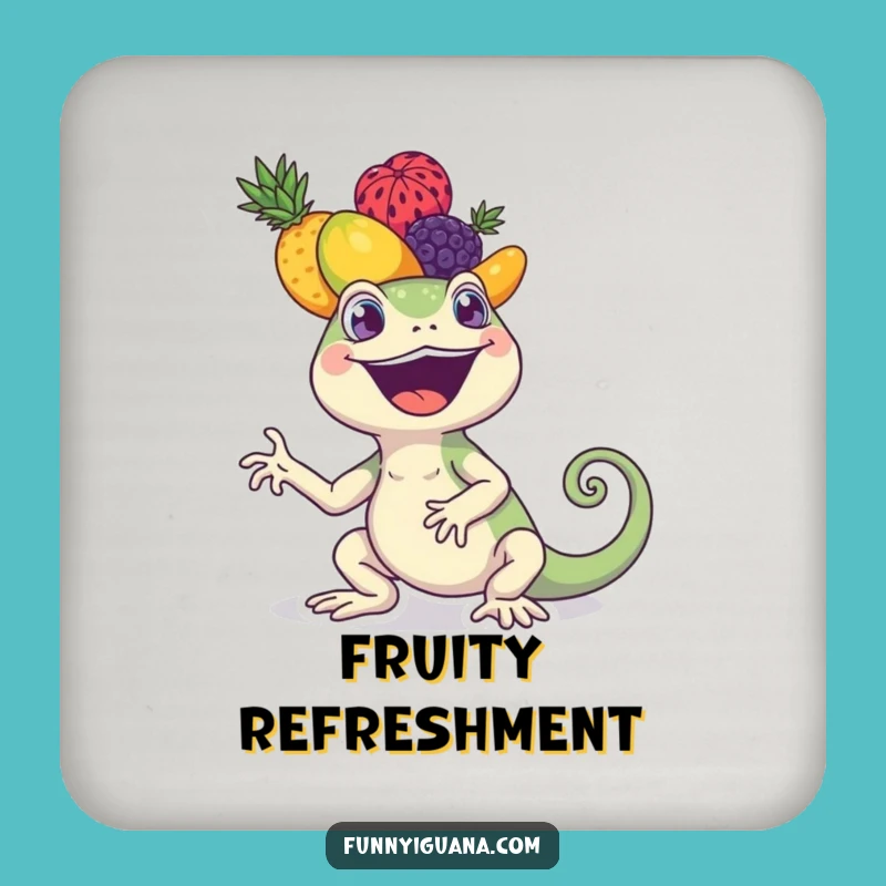 Funny Iguana Coaster - Protect Surfaces with Fruity Style