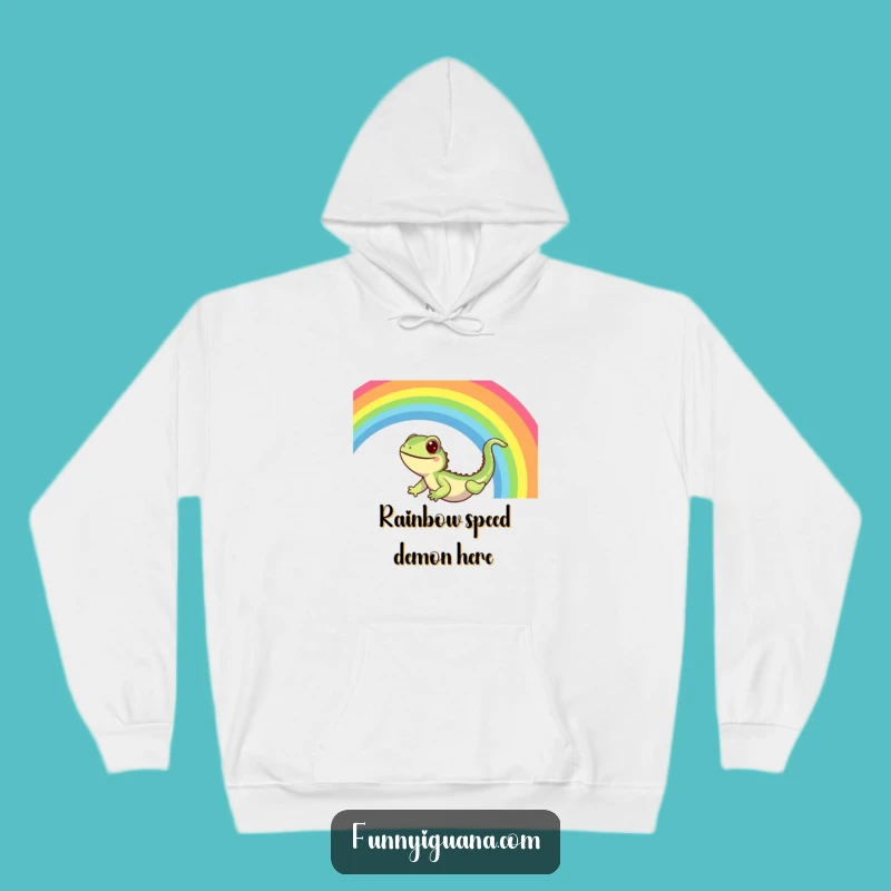 Funny Kawaii Iguana Rainbow Slide Hoodie - Cozy Thrill
