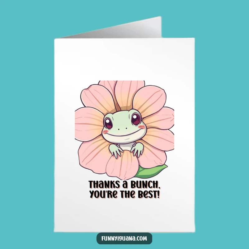 Free Printable Thank You Card: Cute Kawaii Iguana Flower - Appreciate Them!