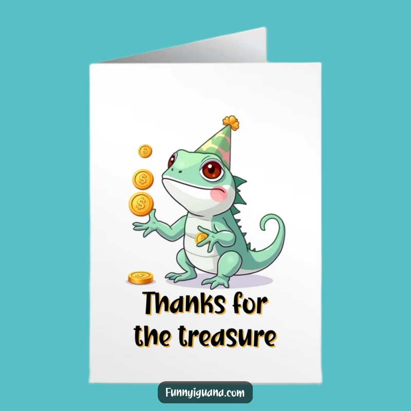 Free Printable Thank You Card: Funny Kawaii Iguana Juggles Thanks, Downloadable Gift