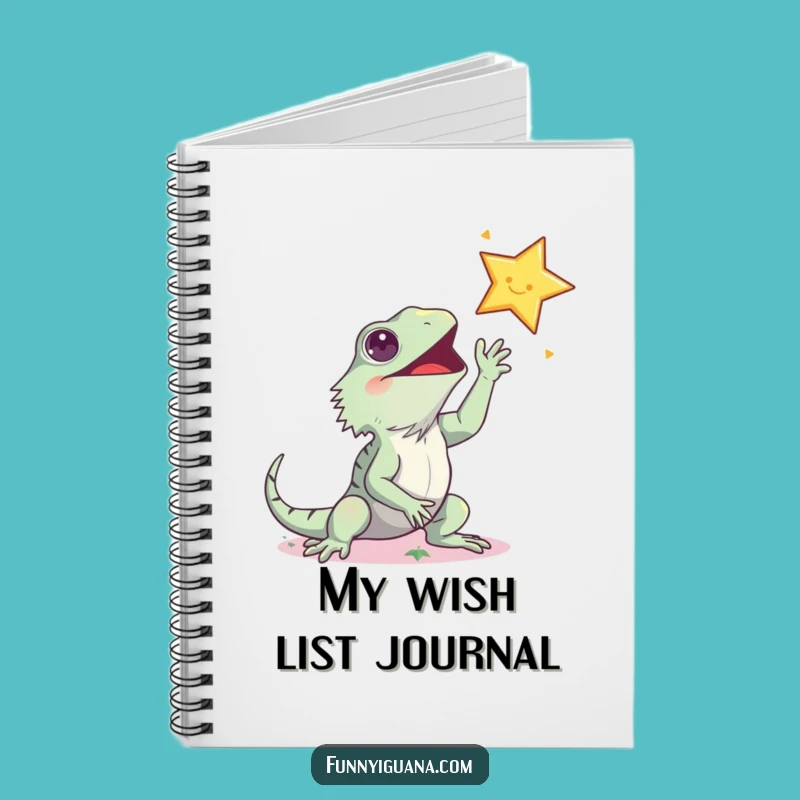 Funny Kawaii Iguana Star Reach Notebook - Journaling Humorous Gift Idea!