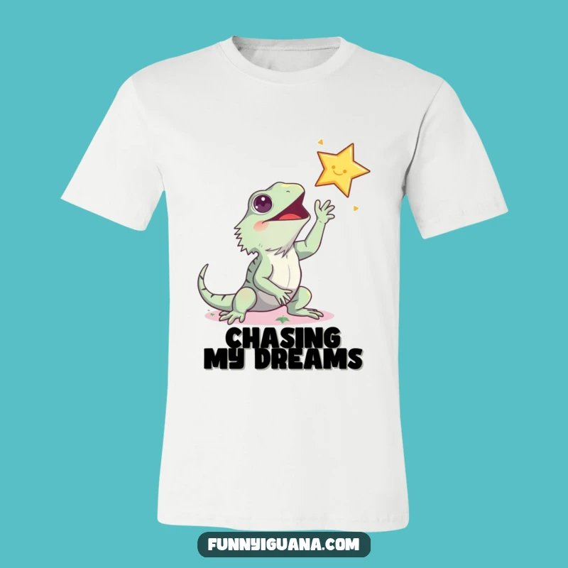 Funny Kawaii Iguana Star Reach T-Shirt - Hilarious Gift for Go-Getters!