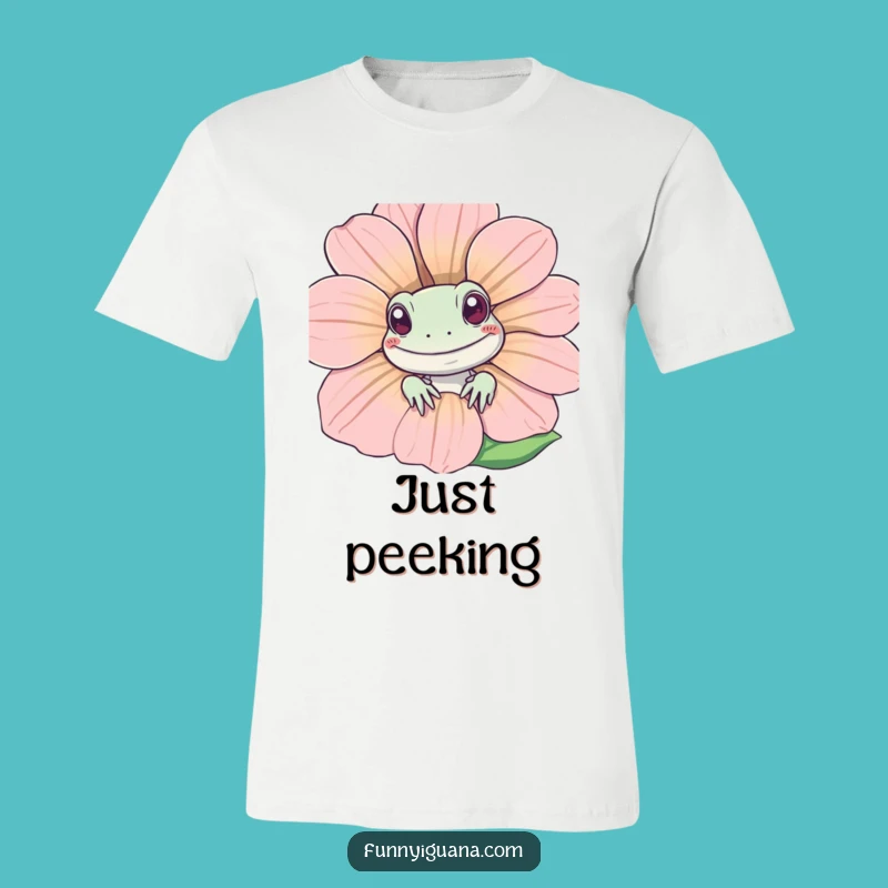 Funny Kawaii Iguana T-Shirt: Cute Reptile Peeking, Adorable Funny Gift!