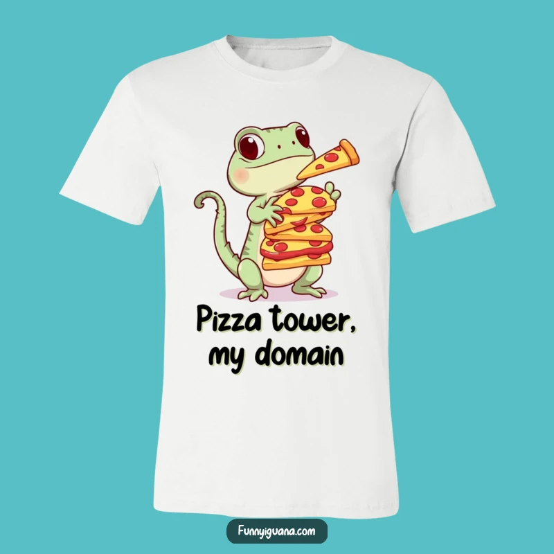 Funny Kawaii Iguana Pizza T-Shirt - Stacked with Humor