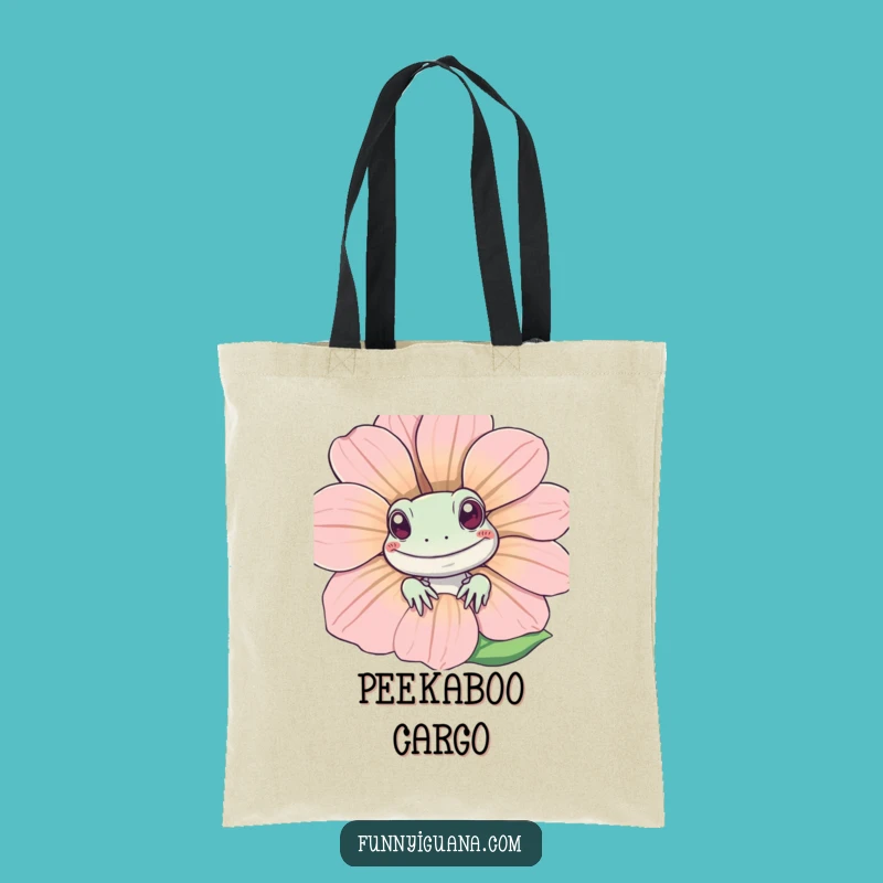 Funny Kawaii Iguana Tote Bag: Cute Peeking Reptile, Stylish Funny Gift!